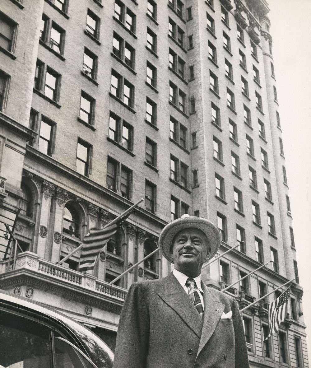 Conrad Hilton in front of the Plaza
