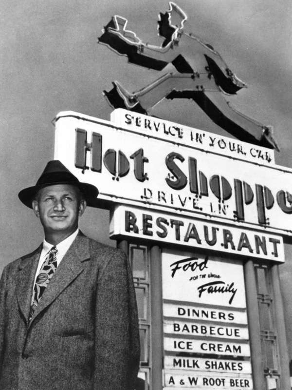 Marriott in front of his Hot Shoppes