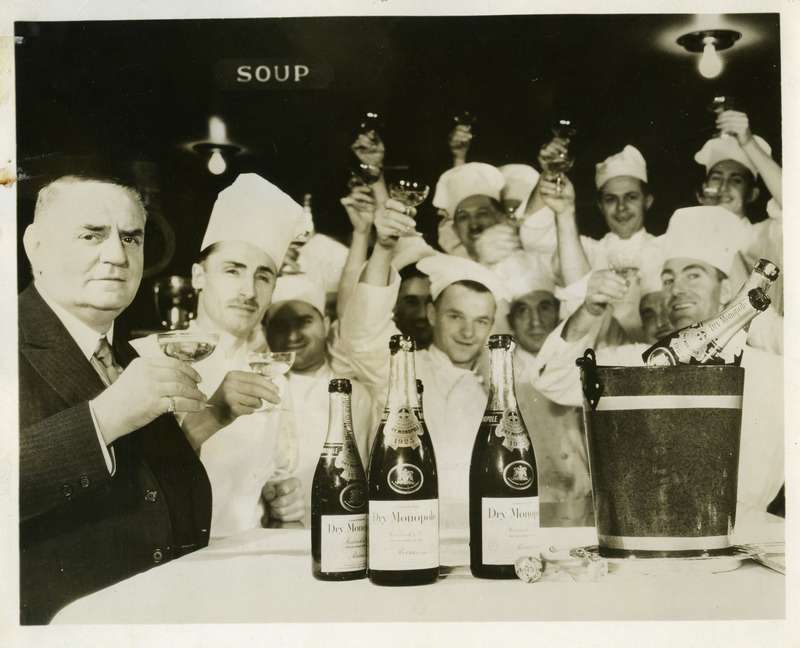 Oscar with his staff is celebrating the end of the prohibition.